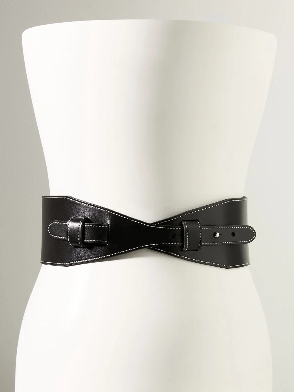 Anthropologie Wide Corset Leather Wrap Waist Belt Black SIZE 3X NEW
